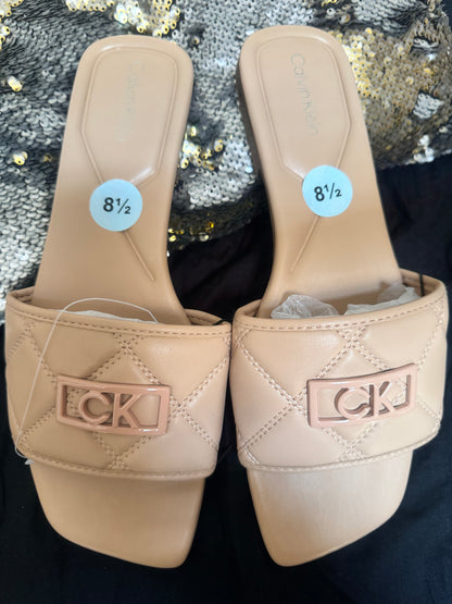 Calvin Klein Silvertone Logo Slides