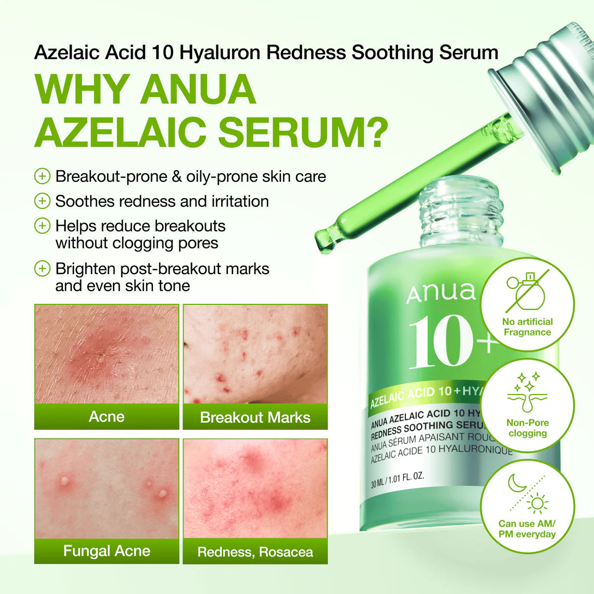 Anua Azelaic Acid 10 Hyaluron Redness Soothing Serum - 30ml