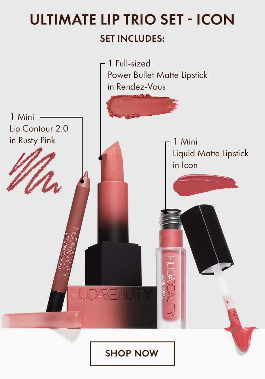 HUDA BEAUTY  ULTIMATE LIP TRIO SET ICON